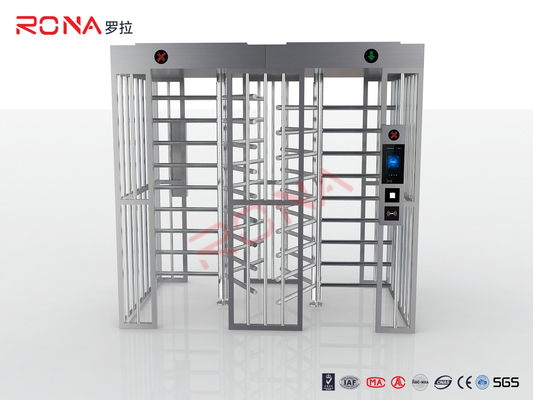 স্টেইনলেস স্টীল পূর্ণ উচ্চতা Turnstile RFID কার্ড রিডার ডাবল চ্যানেল সঙ্গে আঙুলের ছাপ